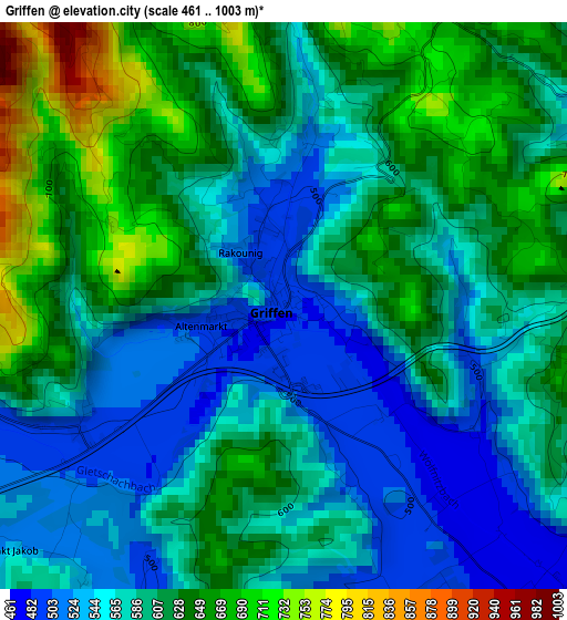 Griffen elevation map