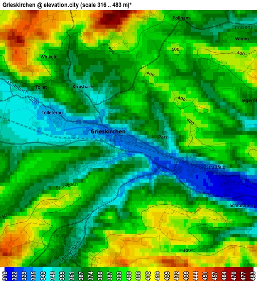 Grieskirchen elevation map