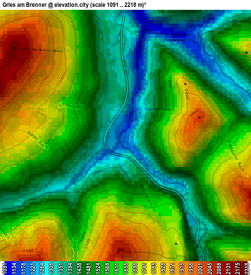 Gries am Brenner elevation map