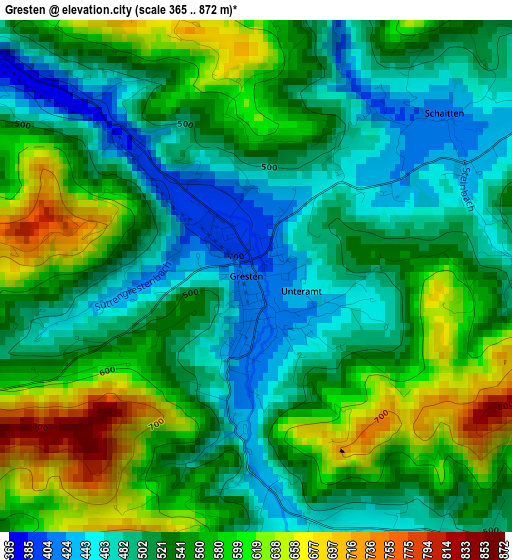 Gresten elevation map