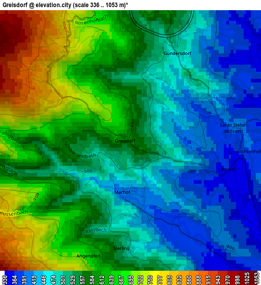 Greisdorf elevation map