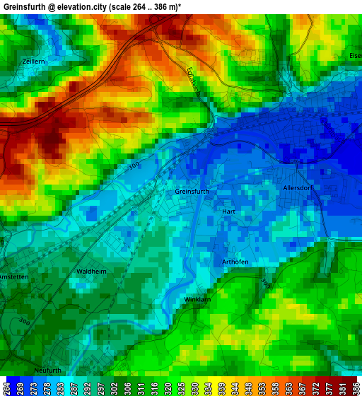 Greinsfurth elevation map