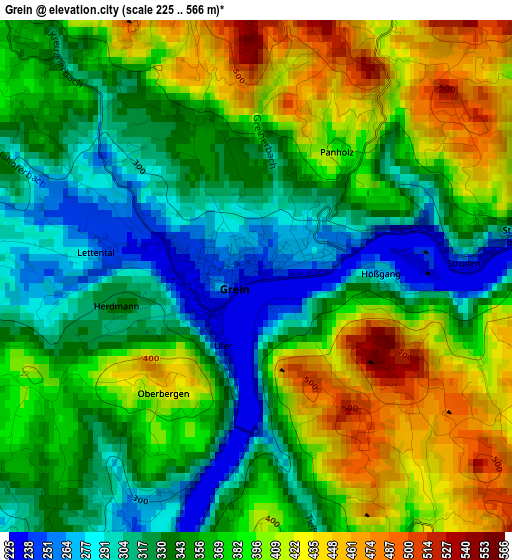 Grein elevation map