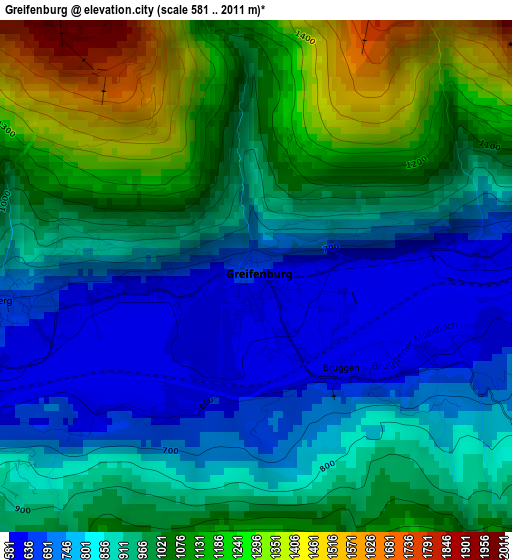 Greifenburg elevation map