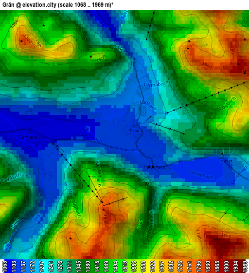 Grän elevation map