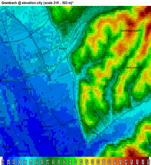 Grambach elevation map