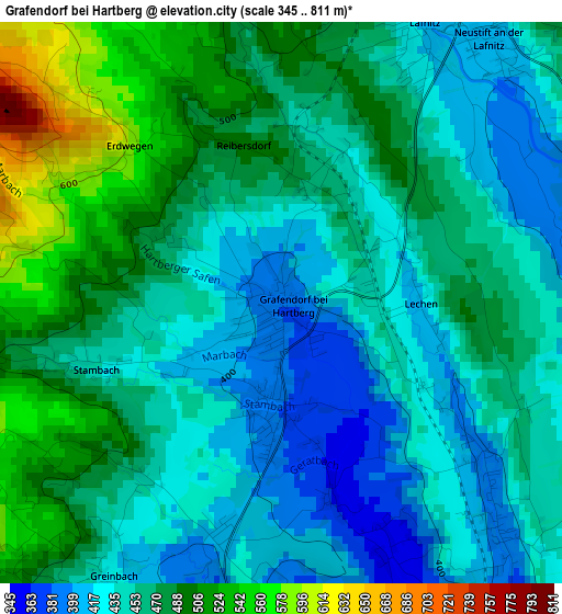 Grafendorf bei Hartberg elevation map
