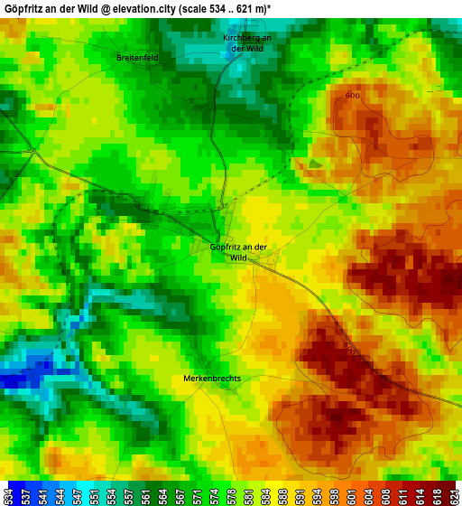 Göpfritz an der Wild elevation map