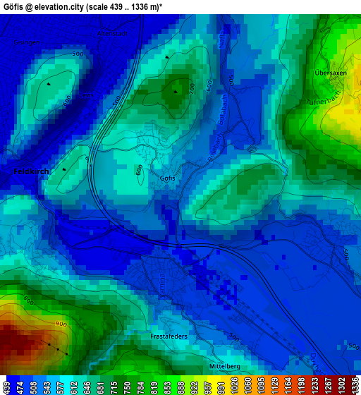 Göfis elevation map