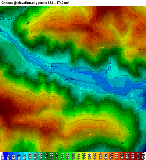 Gnesau elevation map