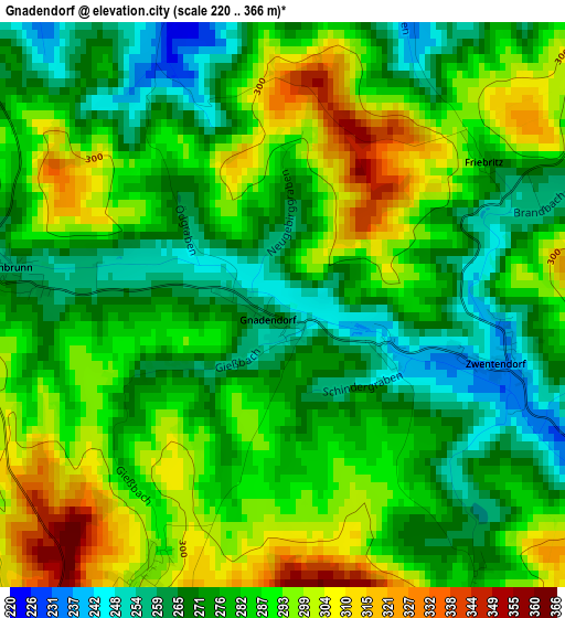 Gnadendorf elevation map