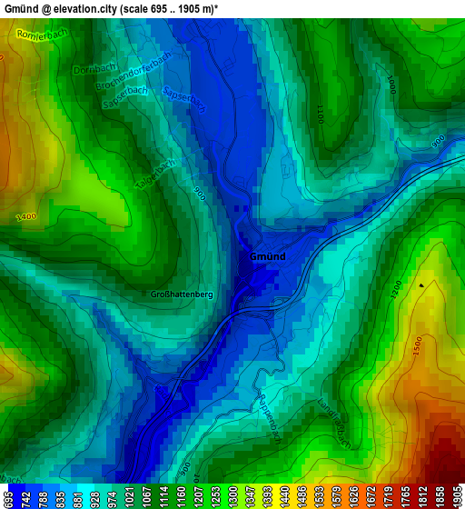 Gmünd elevation map