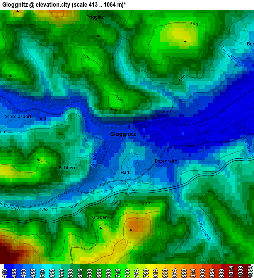 Gloggnitz elevation map