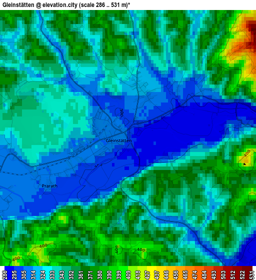 Gleinstätten elevation map