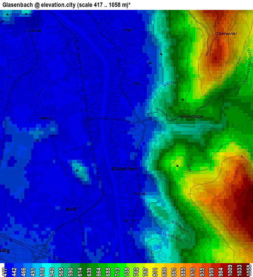 Glasenbach elevation map