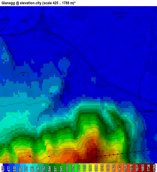 Glanegg elevation map