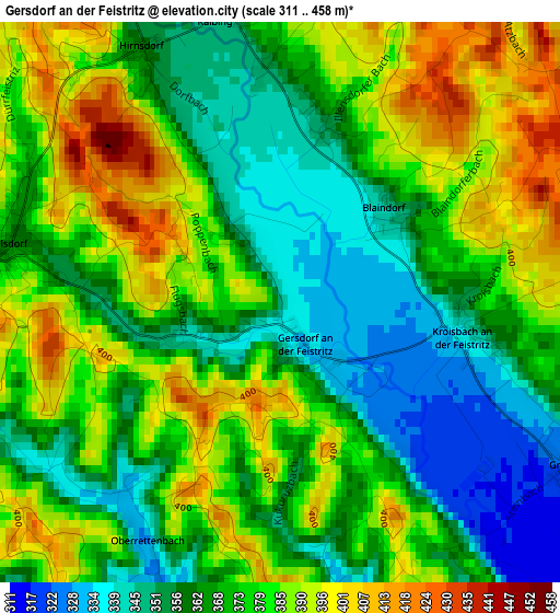 Gersdorf an der Feistritz elevation map