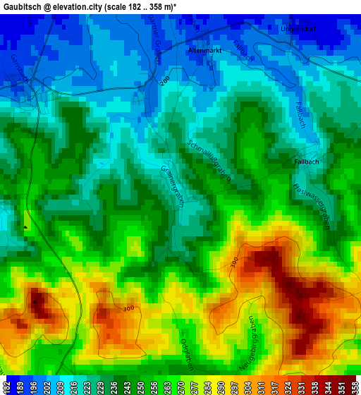 Gaubitsch elevation map