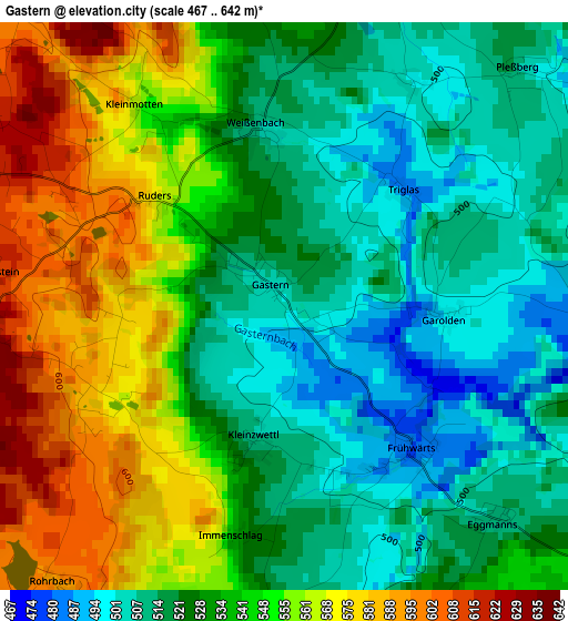 Gastern elevation map