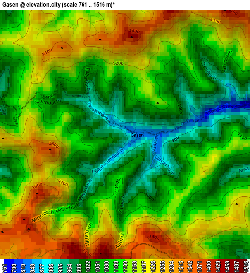 Gasen elevation map