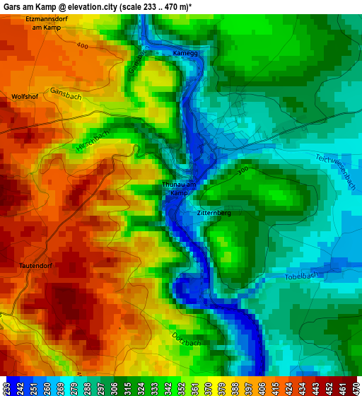 Gars am Kamp elevation map