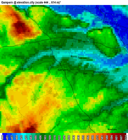 Gampern elevation map