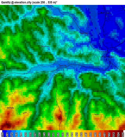 Gamlitz elevation map