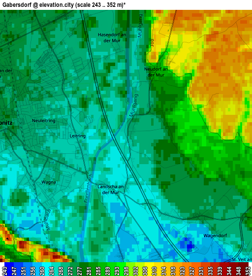 Gabersdorf elevation map