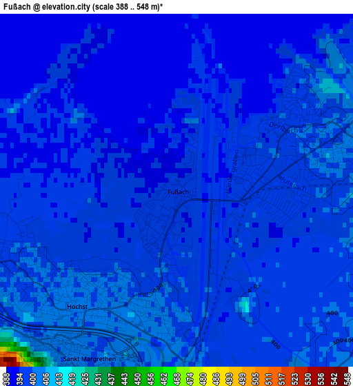 Fußach elevation map