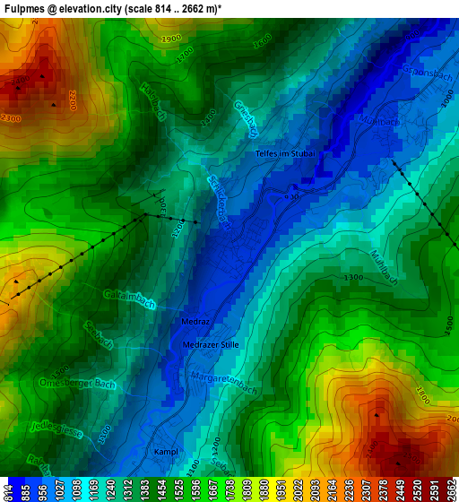 Fulpmes elevation map