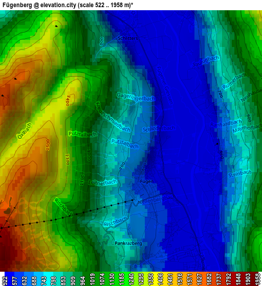 Fügenberg elevation map