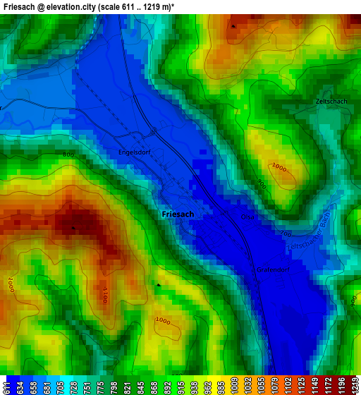 Friesach elevation map