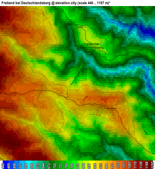 Freiland bei Deutschlandsberg elevation map