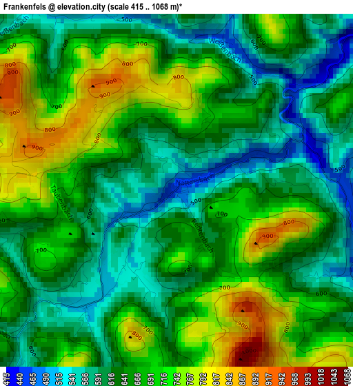 Frankenfels elevation map