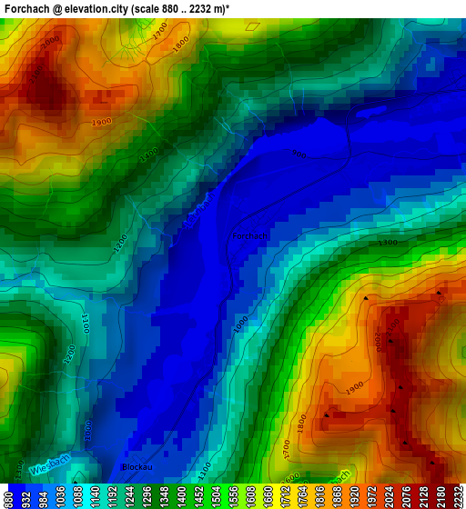 Forchach elevation map