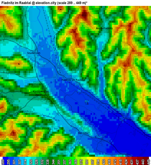 Fladnitz im Raabtal elevation map