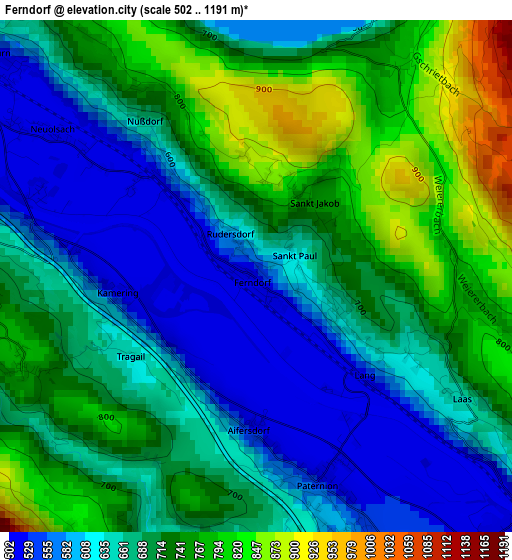 Ferndorf elevation map