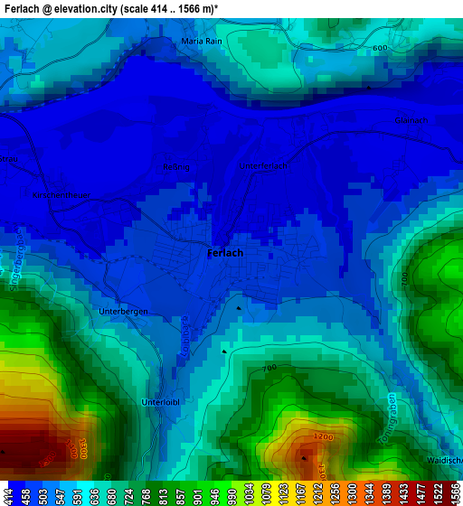 Ferlach elevation map