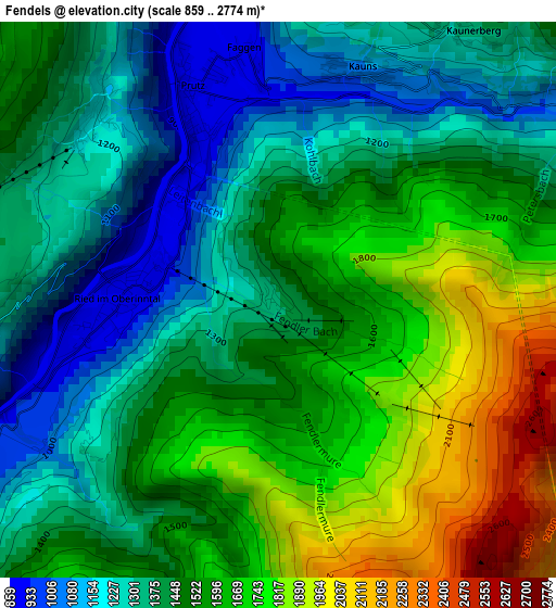 Fendels elevation map