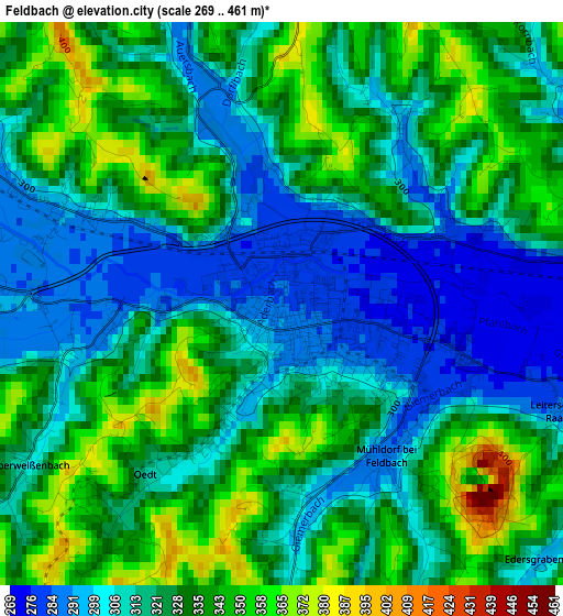 Feldbach elevation map