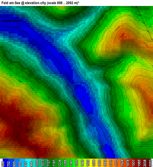 Feld am See elevation map