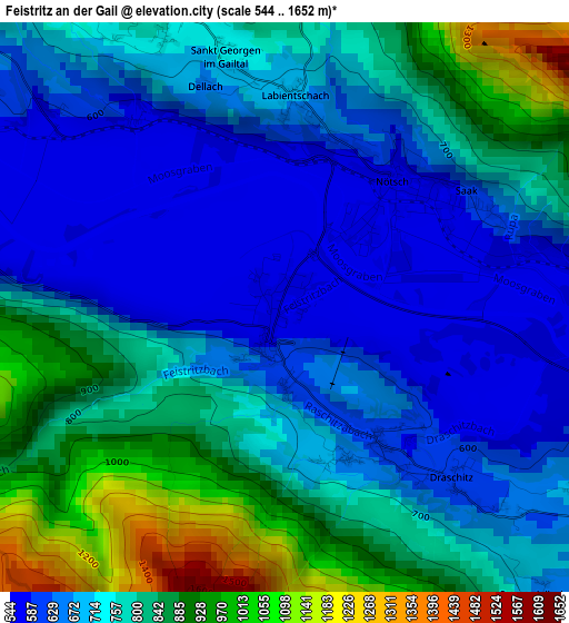 Feistritz an der Gail elevation map