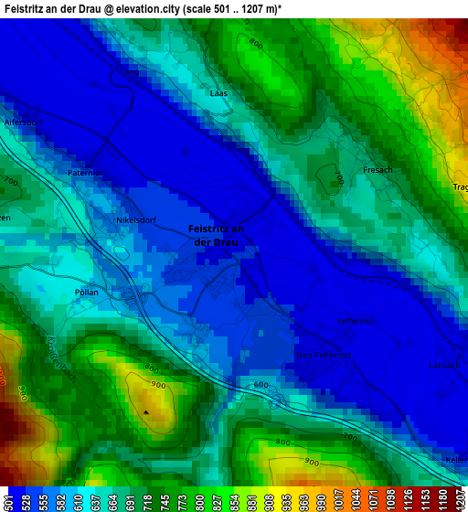 Feistritz an der Drau elevation map