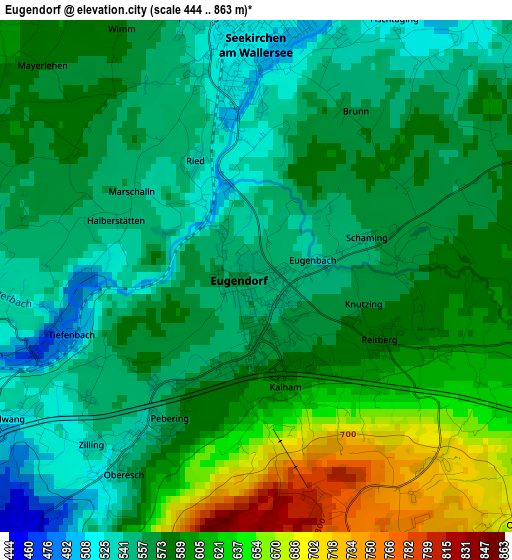 Eugendorf elevation map