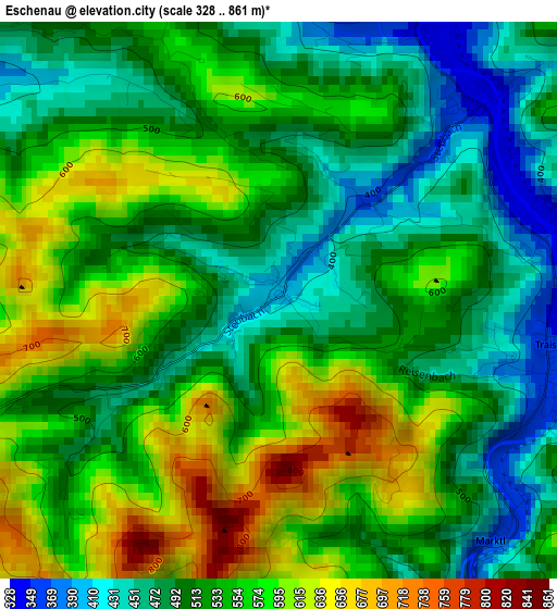 Eschenau elevation map