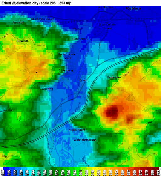 Erlauf elevation map