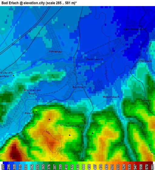 Bad Erlach elevation map