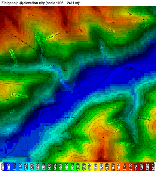 Elbigenalp elevation map