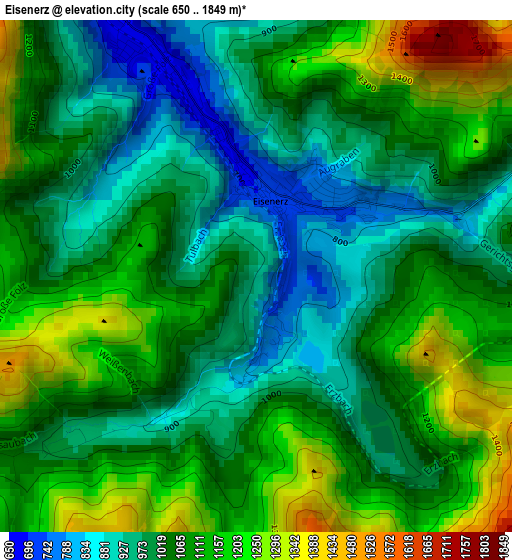 Eisenerz elevation map