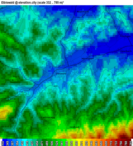 Eibiswald elevation map